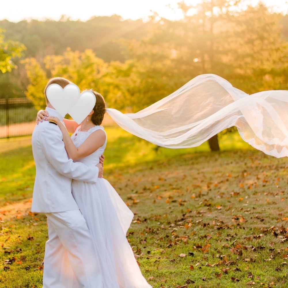 Lace chapel veil (90") - beautiful hand made in Poland - worn briefly for pics